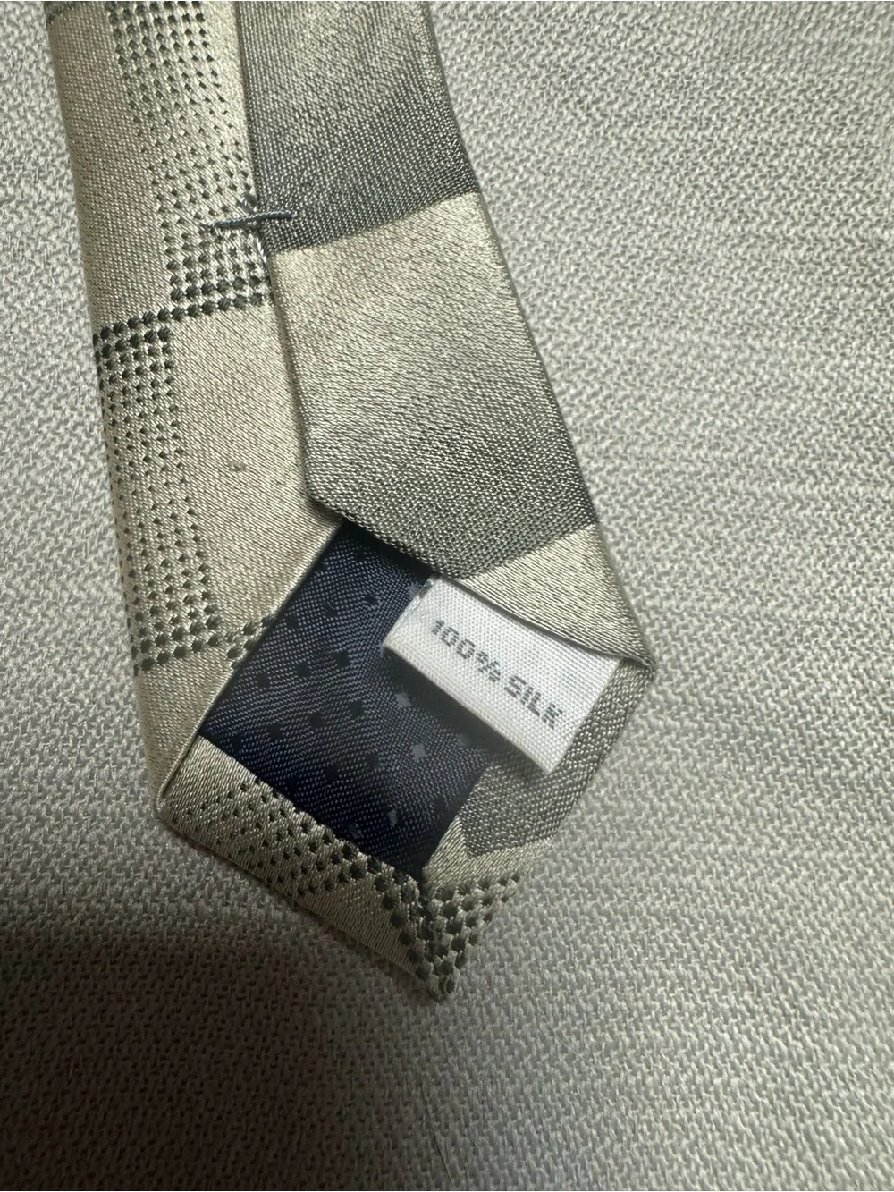 Pierre Cardin Silver Checkerboard Stripe Tie